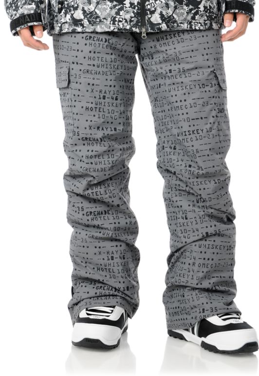Grenade Cargo Matrix 10K Grey 2012 Guys Snowboard Pants
