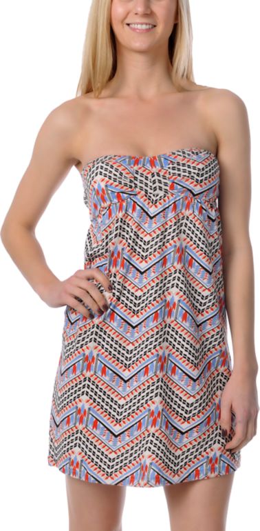 Billabong Girls Pearl Moxie Bandeau Strapless Dress