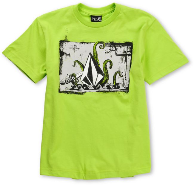 Volcom Boys Octo Stone Lime Green Tee Shirt