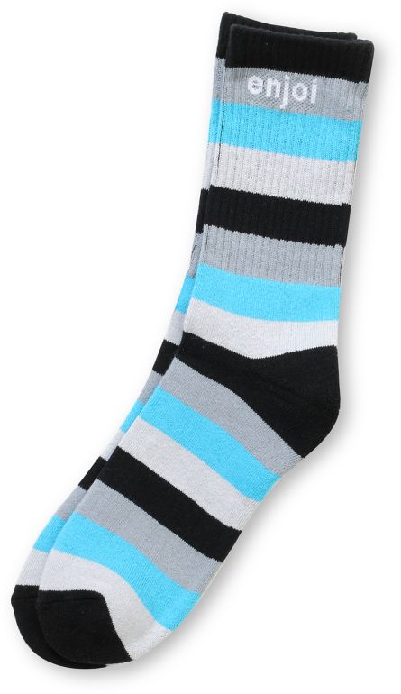 Enjoi Full Stripe Black & Blue Crew Socks
