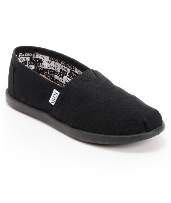 Toms Classic Black Canvas Slip-On Boys Shoe