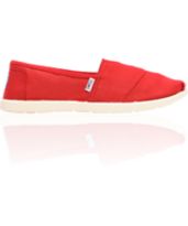 Toms Classic Red Canvas Slip-On Boys Shoe