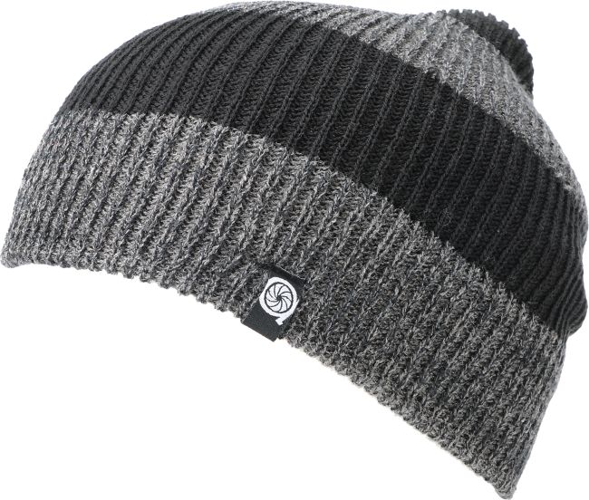 Aperture Punk Black & Heather Stripe Grey Slouch Beanie