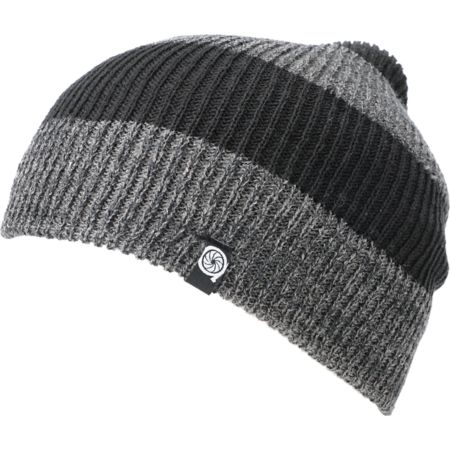 Aperture Punk Black & Heather Stripe Grey Slouch Beanie