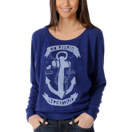 Glamour Kills Anchors Away Navy Boyfriend-Fit Raglan Top
