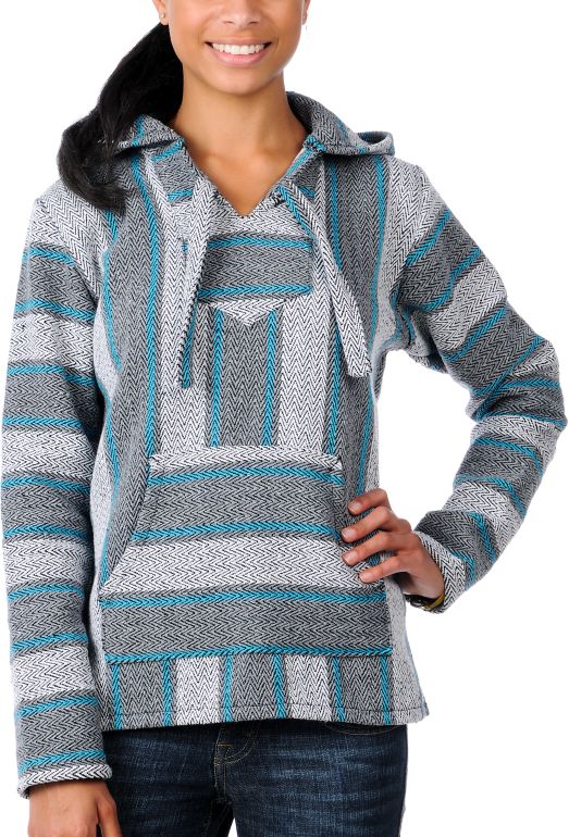 Senor Lopez Coco Loco 2 White & Turquoise Girls Poncho