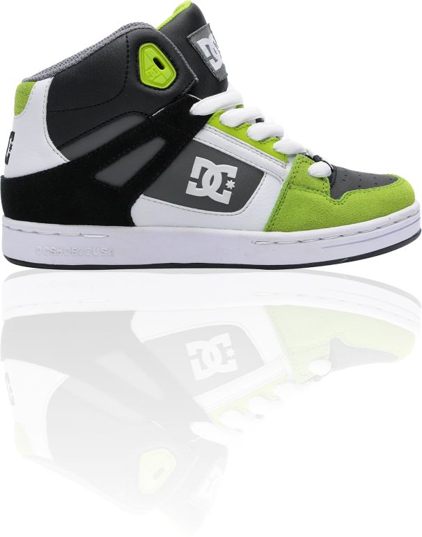 DC Shoes Boys Rebound Hi Black and Soft Lime Skate Shoe