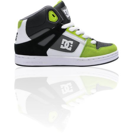 DC Boys Rebound Hi Black and Soft Lime Skate Shoe