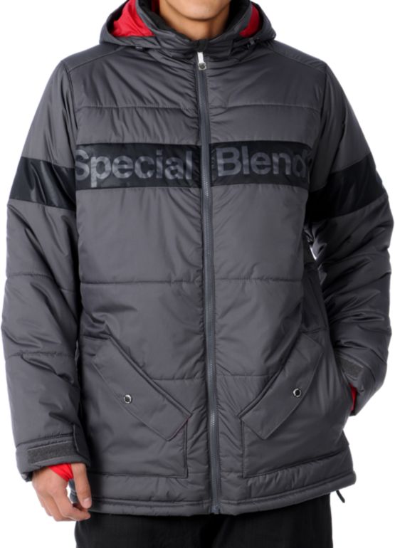 Special Blend Bender Grey 10K 2012 Insulated Guys Snowboard Jacket