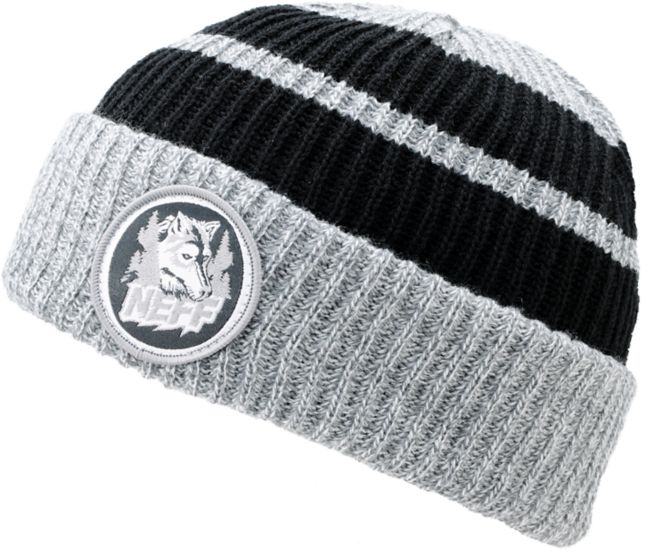 Neff Wolfie Grey & Black Cuff Beanie