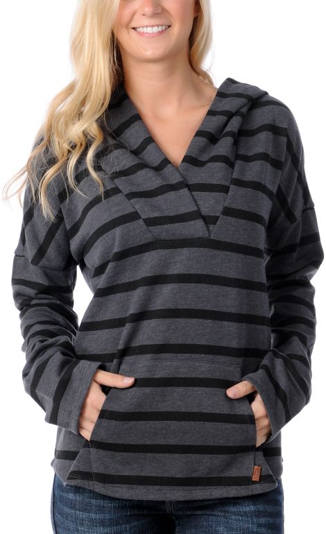 Vans Girls Silverado Black & Grey Stripe Hooded Poncho
