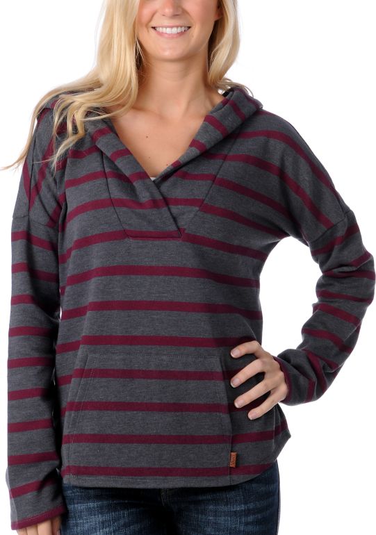 Vans Girls Silverado Grey & Red Stripe Hooded Poncho