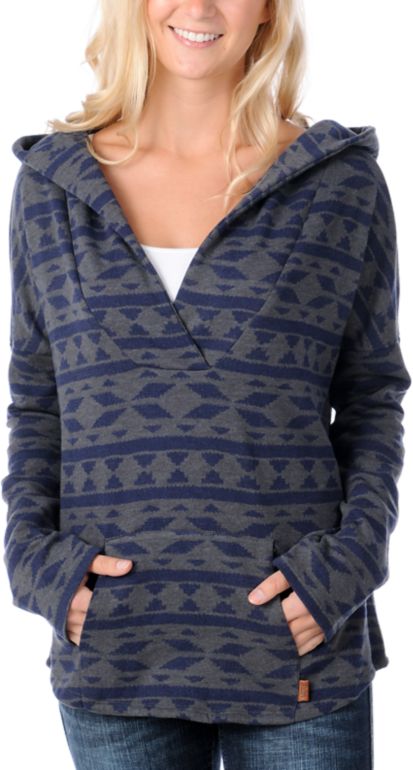 Vans Girls Tribal Charcoal & Navy Poncho Hoodie