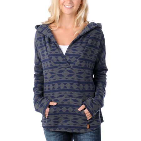 Vans Girls Tribal Charcoal & Navy Poncho Hoodie