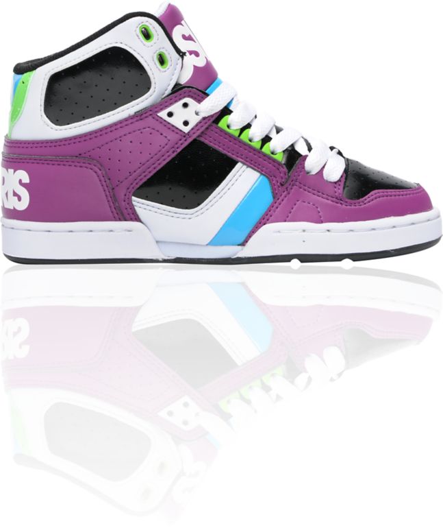 Osiris Girls NYC 83 Slim Lavender, White, & Cyan Shoe