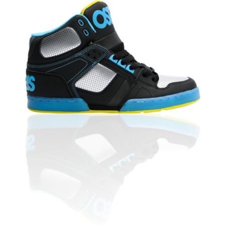 Osiris NYC 83 Black, Gun, & Cyan High Top Shoe