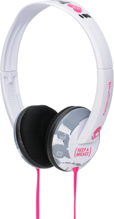 Skullcandy x Keep A Breast I Heart Boobies White Uprock Headphones
