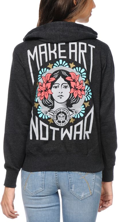 Obey Make Art Not War Charcoal Hoodie
