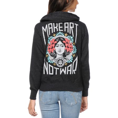 Obey Make Art Not War Charcoal Hoodie