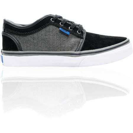 Vans Boys Chukka Low Black Suede & Herringbone Skate Shoe