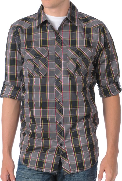 Empyre Smang It Black Plaid Woven Shirt