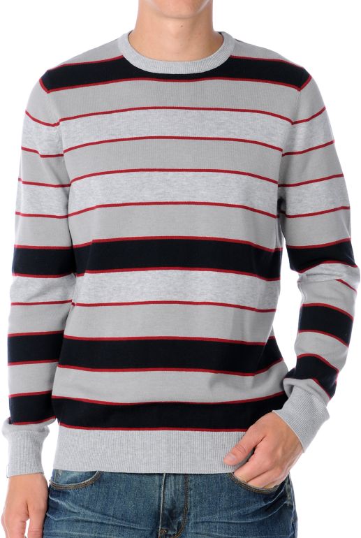 Empyre Collision Grey Striped Crew Neck Sweater