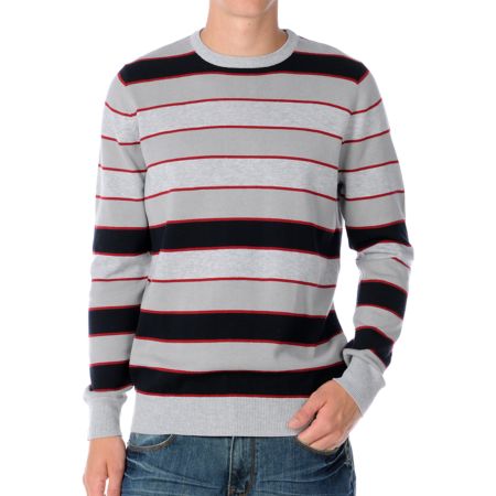 Empyre Collision Grey Striped Crew Neck Sweater