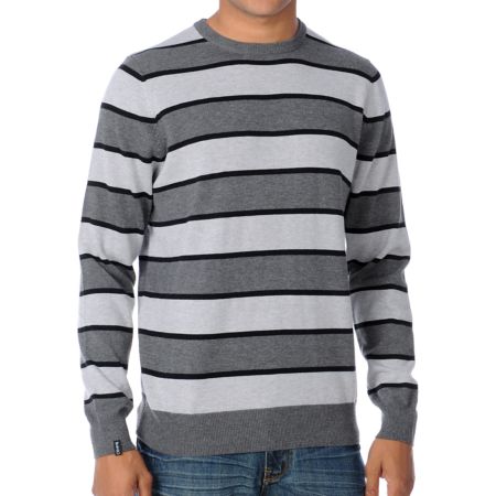 Empyre Exit Here Grey Striped Crew Neck Sweater