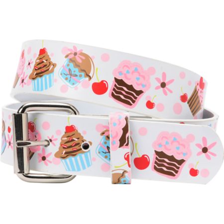 Cupcake Graphic Print Girls White Belt