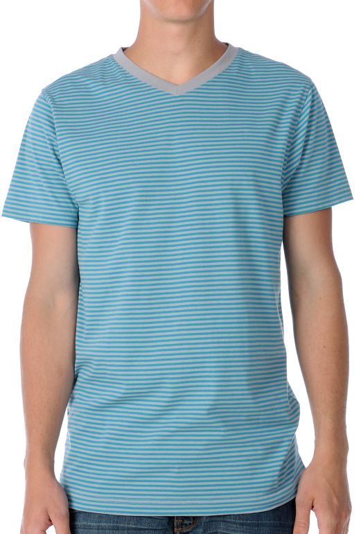 Empyre Chanced Blue Stripe V-Neck Tee Shirt