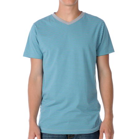Empyre Chanced Blue Stripe V-Neck Tee Shirt