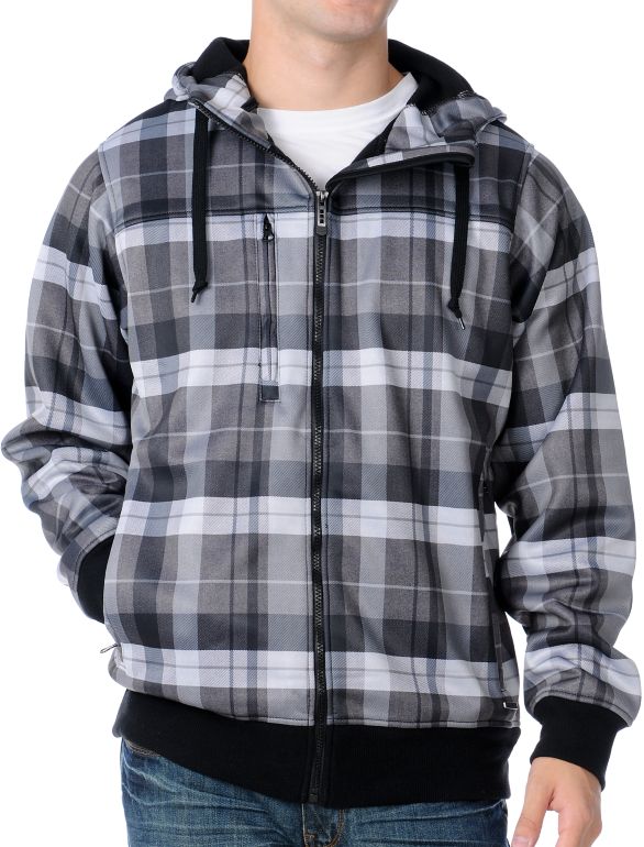 Empyre Sherman Grey Plaid 2012 Guys Tech Fleece Zip Up Hoodie