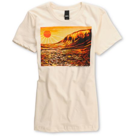 Obey Girls Dark Wave & Rising Sun White Tee Shirt