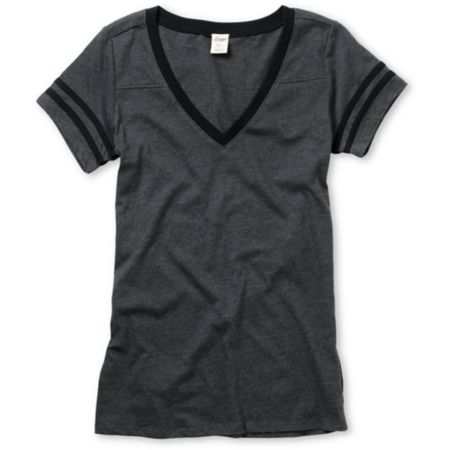 Empyre Girl Morel Charcoal & Black Football Tee Shirt
