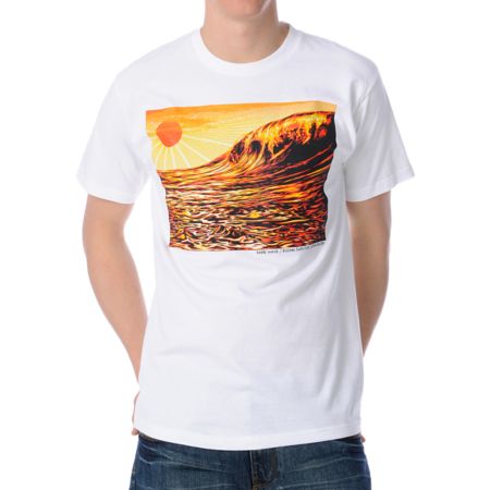 Obey Dark Wave Rising Sun White Tee Shirt