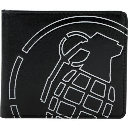Grenade Deboss Black Leather Wallet