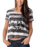Volcom Girls Wingnall Black & White Stripe Tough Tee Shirt