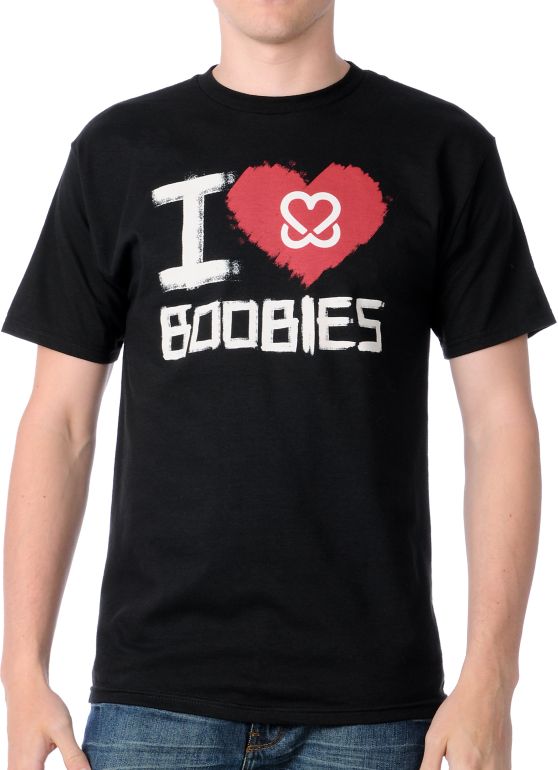 Keep A Breast Foundation I Love Boobies ILB Brush Black Tee Shirt