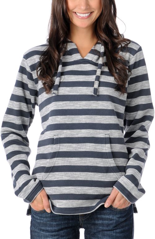 Wear Wash Repeat Girls Charcoal & White Stripe Poncho