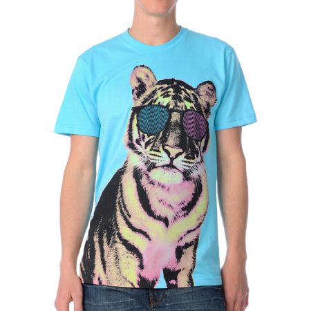 Glamour Kills Tiger Style Turquoise Tee Shirt
