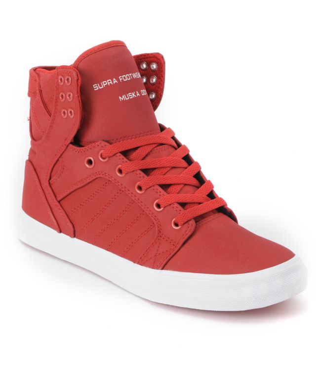 Supra Skytop Red Express Tuf Canvas Skate Shoe