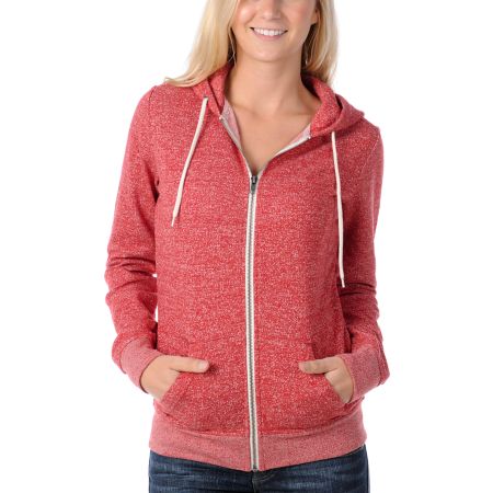 Zine Girls Red Salt & Pepper Zip Up Hoodie
