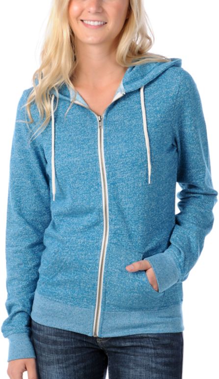 Zine Girls Turquoise Salt & Pepper Zip Hoodie