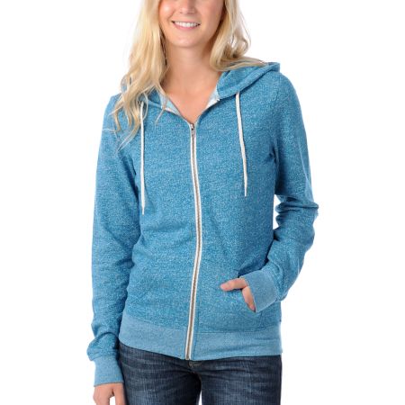 Zine Girls Turquoise Salt & Pepper Zip Up Hoodie