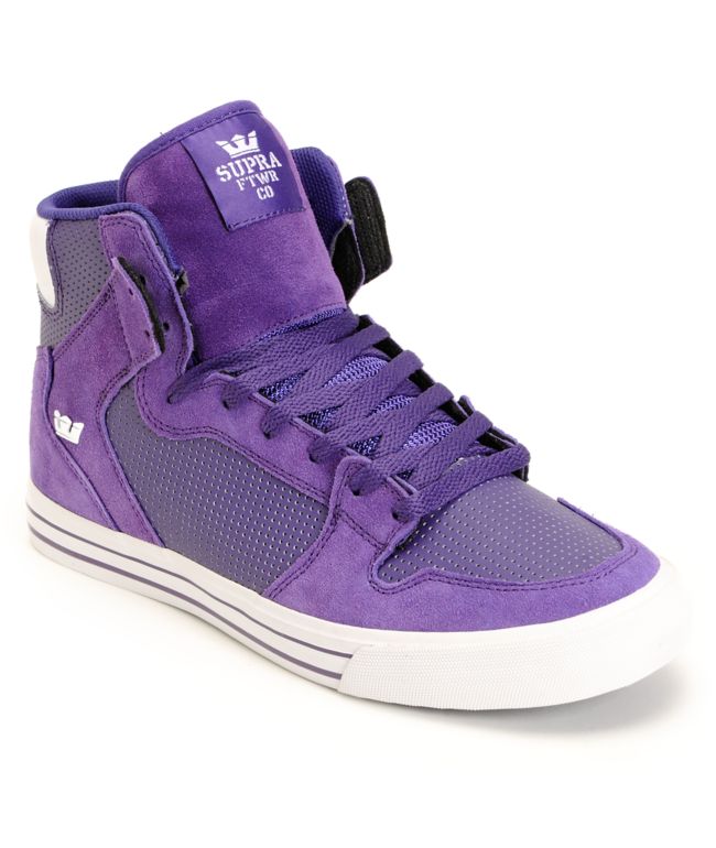 Supra Vaider White & Purple Leather Shoe