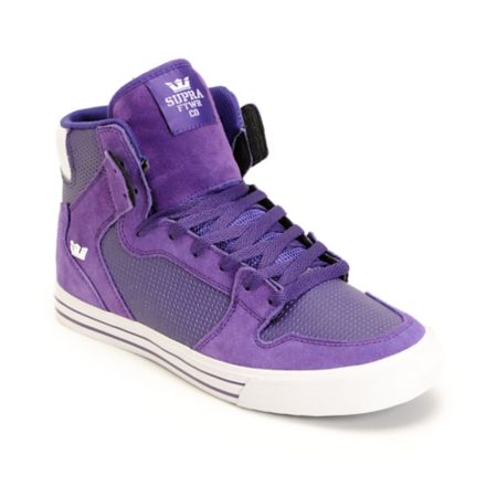 Supra Vaider White & Purple Leather Shoe