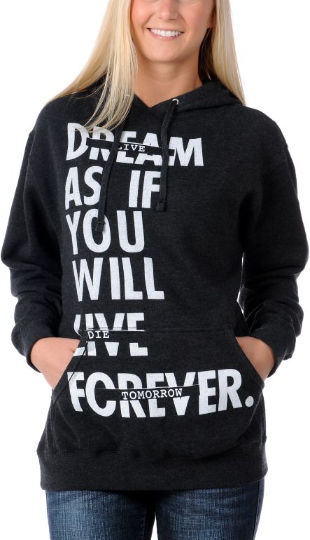 Glamour Kills Live Forever Tomorrow Charcoal Pullover Hoodie