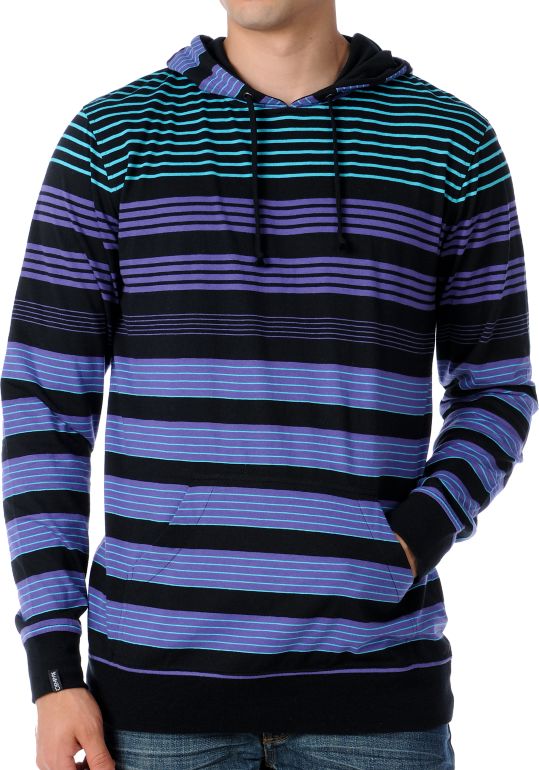 Empyre Baranoff Black Stripe Knit Hooded Pullover Sweatshirt