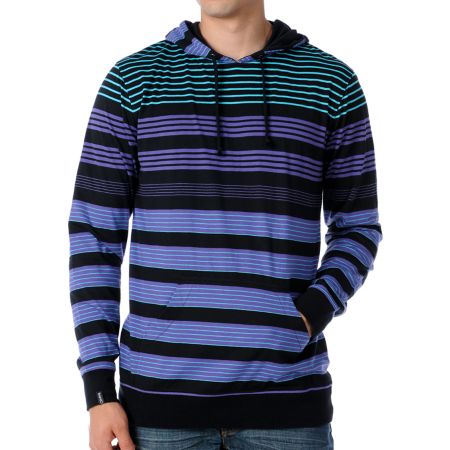 Empyre Baranoff Black Stripe Knit Pullover Hooded Shirt
