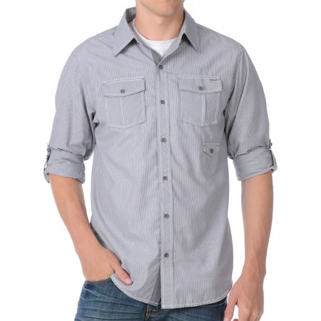 Dravus Greased Grey Woven Long Sleeve Shirt
